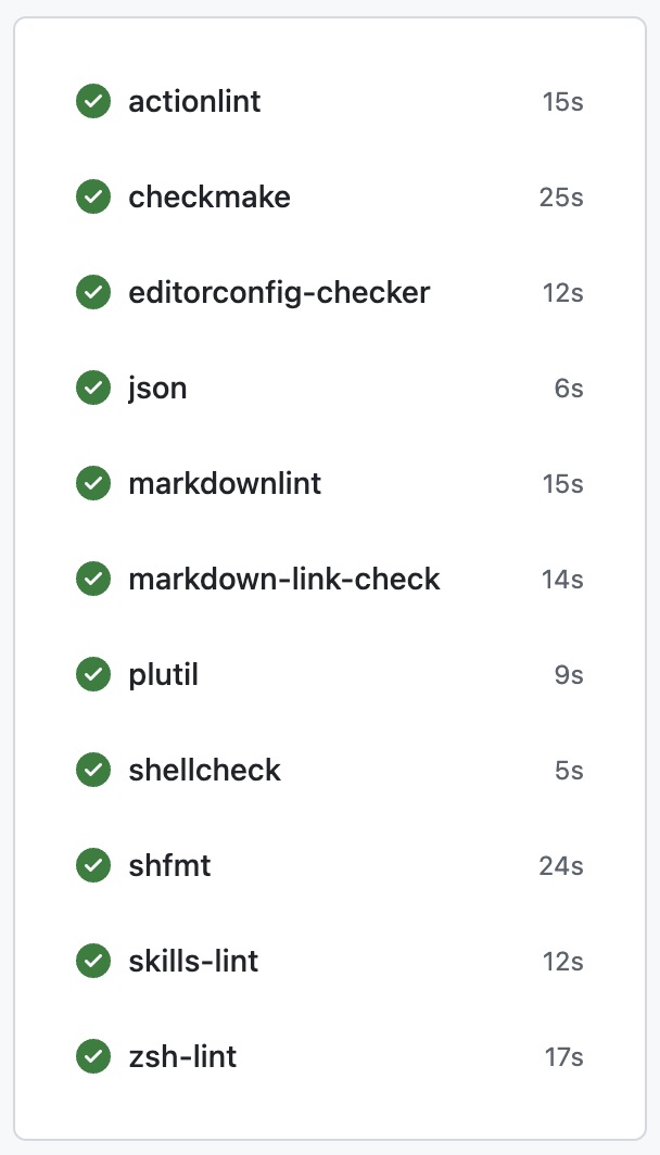 Screenshot of current linters